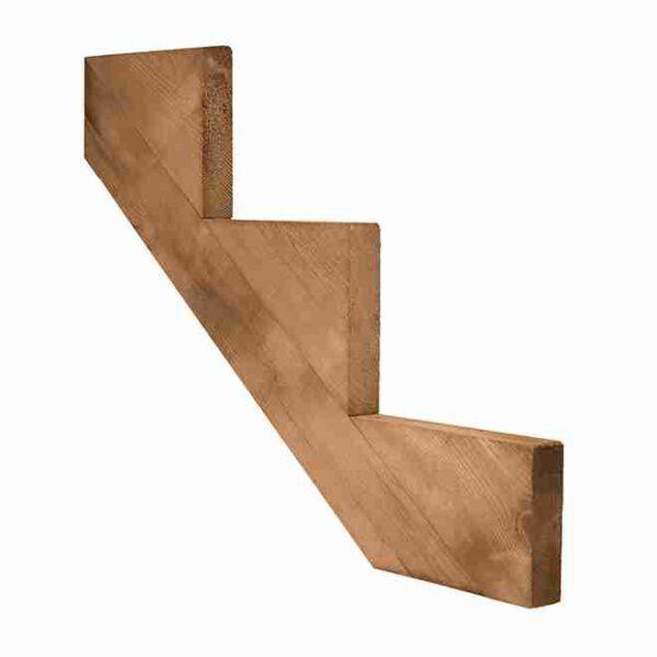 Treated Wood 3-Step Stair Stringer - 2" x 12" - Brown - Image 1