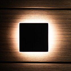 BOLD Cube Backlit 4 Low Voltage LED Wall Light – 100mm (4-Inch) Square, Black Polycarbonate with 360° Glow