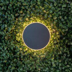 BOLD Silo Backlit 4 Low Voltage LED Wall Light – 100mm (4-Inch) Round, Black Polycarbonate with 360° Glow