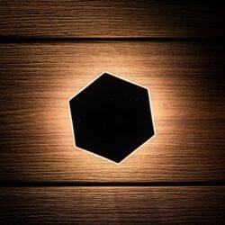 BOLD Prism Backlit 4 Low Voltage LED Wall Light – 100mm (4-Inch) Hexagonal, Black Polycarbonate with 360° Glow